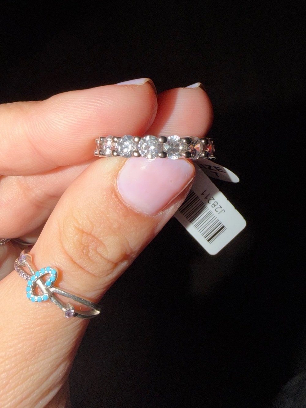 Silver 925 Eternity Band - Clear/White